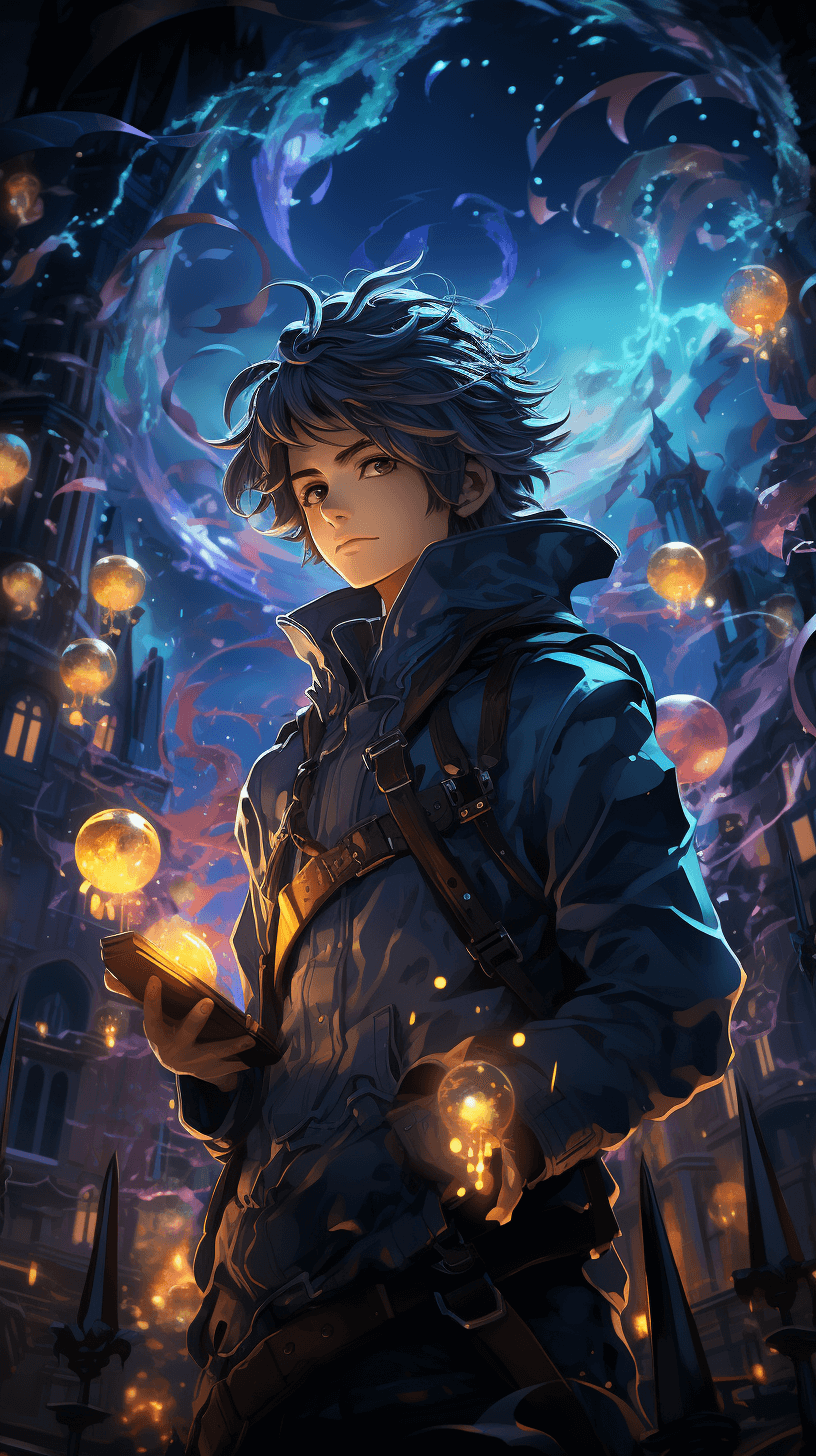 A-mysterious-anime-boy-with-dark-hair-and-blue-eyes-holding-a-lantern